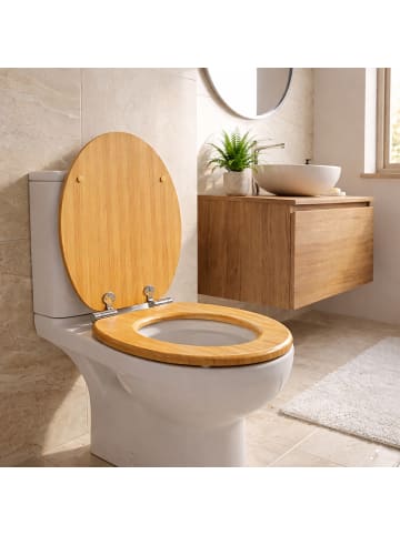 relaxdays Toilettendeckel in Natur - (B)37,5 x (T)43,5 cm