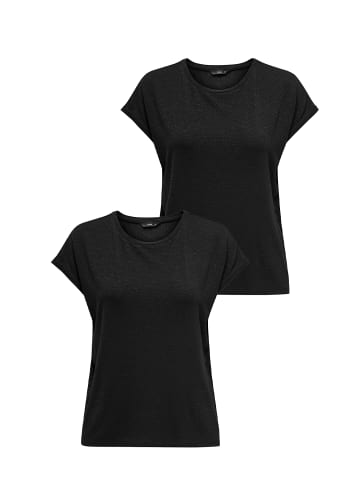 ONLY 2er-SET Modisches Rundhals T-Shirt mit Glitzer Naht in Schwarz