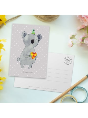 Mr. & Mrs. Panda Postkarte Koala Geschenk ohne Spruch in Grau Pastell