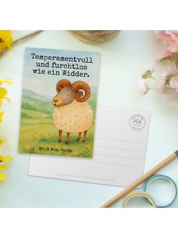 Mr. & Mrs. Panda Postkarte Sternzeichen Widder Design mit Spruch in Weiß