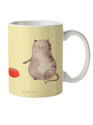 Mr. & Mrs. Panda Kaffeetasse Katze Fressen ohne Spruch in Gelb Pastell