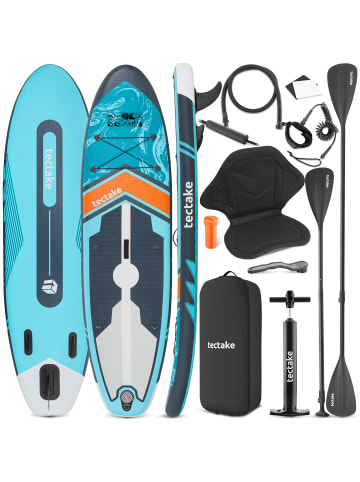 tectake Aufblasbares Paddle Board 288 cm, Drop-Stitch, Kajak-Sitz, Komplettset