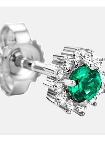Diamant L'éternel Ohrringe aus 375 Weißgold mit Lab Grown Diamant mit Smaragd