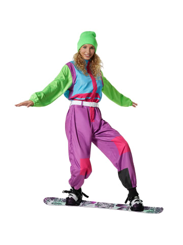 tectake Damenkostüm  Retro 80er 90er Ski Anzug  Bunter Retro-Look: Kultiger Overall in k