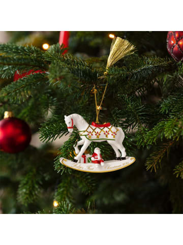 Villeroy & Boch Ornament Schaukelpferd 2026 Christmas Classics in Weiß-Gold 10,9 x 3,8 x 8,9 cm