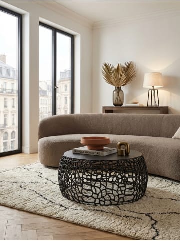 KADIMA DESIGN Couchtisch Metall 66x66x30 cm Sofatisch Aluminium Rund, in Schwarz