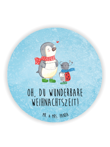 Mr. & Mrs. Panda Rund Magnet Smörle Winterzeit mit Spruch in Eisblau
