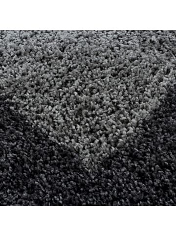 KADIMA DESIGN Teppich Hochflor Shaggy Waschbar Bordüre RHEIN Strapazierfähig in Grau