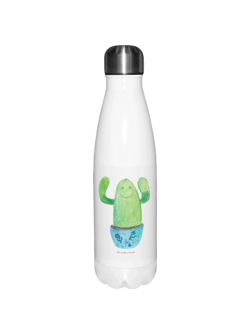 Mr. & Mrs. Panda Edelstahl Trinkflasche Kaktus Happy ohne Spruch in Weiß