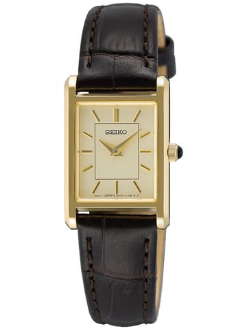 Seiko Damenuhr Quarz mit Lederband Goldfarben