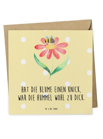Mr. & Mrs. Panda Grußkarte Hummel Blume mit Spruch in Gelb Pastell