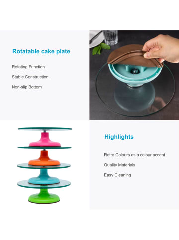 Intirilife Kuchenplatte drehbarer Tortenständer 30x10 cm in Hell Blau