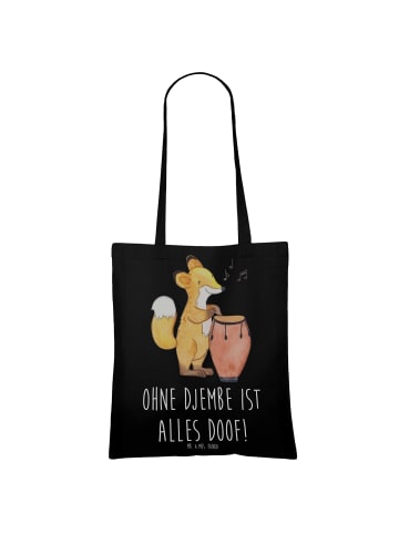 Mr. & Mrs. Panda Tote Bag Djembe Freude mit Spruch in Schwarz