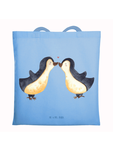 Mr. & Mrs. Panda Tragetasche Pinguin Liebe ohne Spruch in Sky Blue