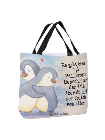 Mr. & Mrs. Panda Shopper Pinguine Kuscheln Design mit Spruch in Weiß