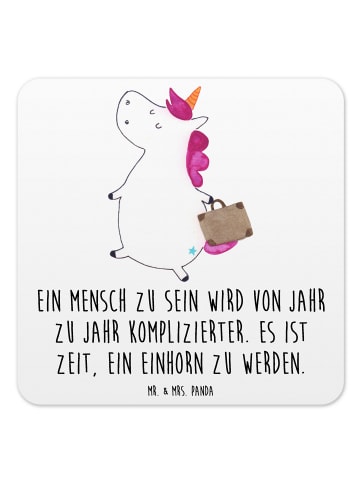Mr. & Mrs. Panda Tischuntersetzer Einhorn Koffer mit Spruch in Weiß