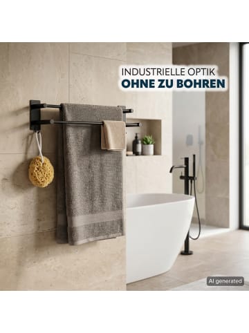 eluno Handtuchhalter mit 2 Handtuchstangen und 2 Haken 63,5 x 15,5 x 10,5 cm (B/H/T)