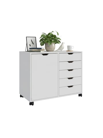 relaxdays Rollcontainer in Weiß - (B)78 x (H)65 x (T)40 cm