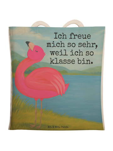 Mr. & Mrs. Panda Einkaufstasche Flamingo Stolz Design mit Spruch in Weiß