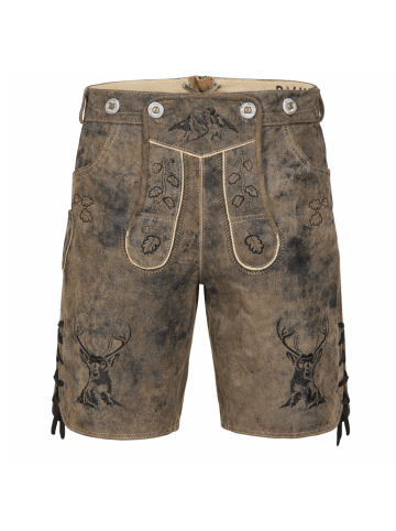 PAULGOS Lederhose Kurz Echtleder HK4 ANTIK in Whiskybraun