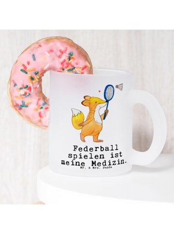Mr. & Mrs. Panda Große Teetasse Fuchs Federball spielen mit Spruch in Transparent