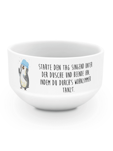Mr. & Mrs. Panda Müslischale Pinguin Duschen mit Spruch in Weiß