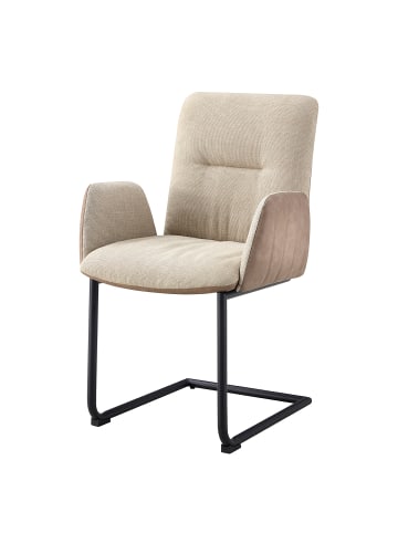 home24 home24 Freischwinger aus Metall und Textil in Beige / Schwarz - 58 x 58 x 92 cm in Schwarz