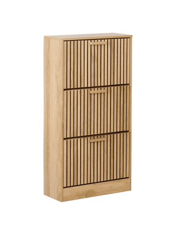 Beliani Schuhschrank LYNWOOD in Braun - (W) 60 x (H) 113 x (L) 24 cm