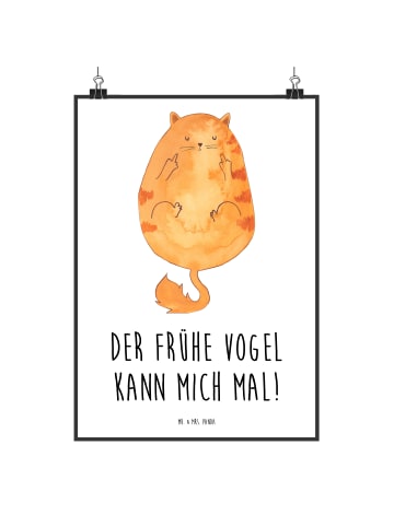 Mr. & Mrs. Panda Bild Katze Frühaufsteher mit Spruch in Weiß