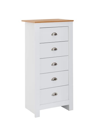 KADIMA DESIGN Sideboard | Weiß/Eiche, 53x114x39cm, 5 Schubladen