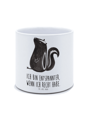 Mr. & Mrs. Panda XL Blumentopf Stinktier Sitzen mit Spruch in Weiß