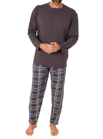 NORMANN Schlafanzug langarm Karohose in anthrazit