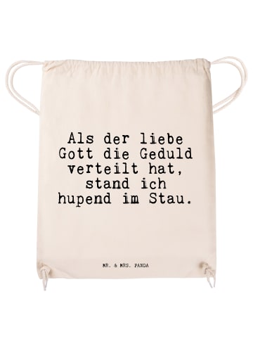 Mr. & Mrs. Panda gym tasche Als der liebe Gott... mit Spruch in Creme