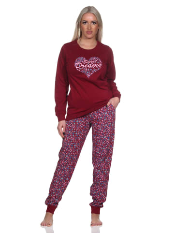 NORMANN Schlafanzug Pyjama langarm Bündchen Sterne - 81630 in beere