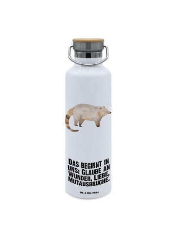 Mr. & Mrs. Panda Trinkflasche Nasenbär mit Spruch in Weiß