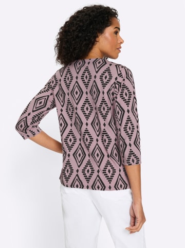 Sieh an! 3/4-Arm-Shirt in mauve-schwarz-bedruckt