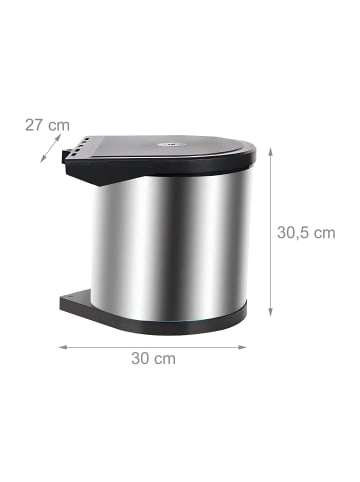relaxdays Einbaumülleimer in Silber - 12 l