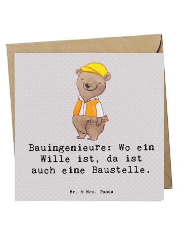 Mr. & Mrs. Panda Einladungskarte Bauingenieur Wille mit Spruch in Grau Pastell