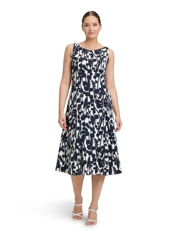 Vera Mont Cocktailkleid mit Print in Weiß/Dunkelblau