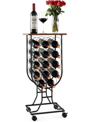 COSTWAY Weinregal 14 Flaschenhalter in Braun