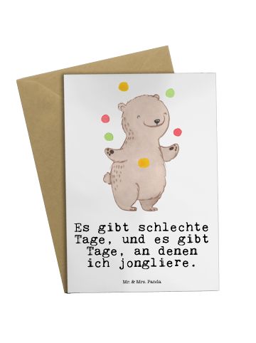 Mr. & Mrs. Panda Glückwunschkarte Bär Jonglieren mit Spruch in Weiß