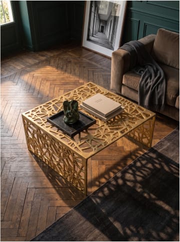 KADIMA DESIGN Couchtisch quadratisch, lackiertes Aluminium, handgefertigt in Gold