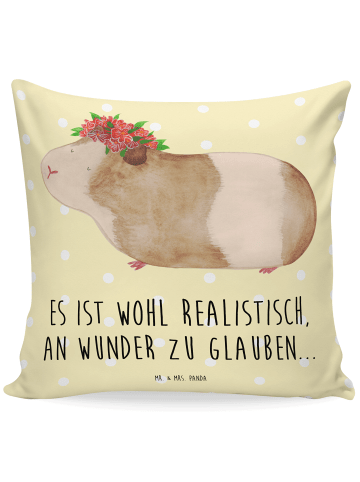 Mr. & Mrs. Panda Dekokissen Meerschweinchen Weisheit mit Spruch in Gelb Pastell