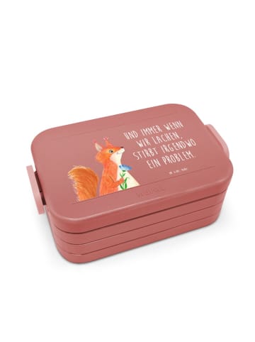 Mr. & Mrs. Panda Bentobox Eichhörnchen Blume Motiv mit Spruch in Rot Pastell