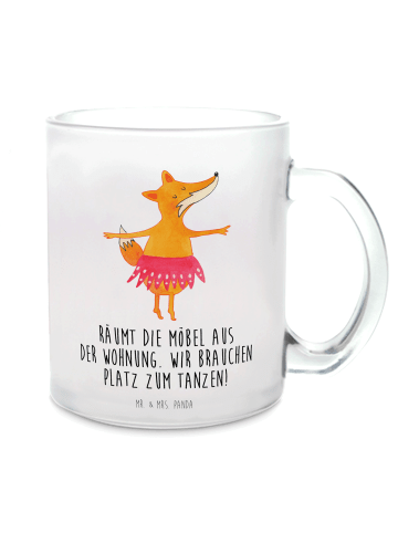Mr. & Mrs. Panda Teeglas Fuchs Ballerina mit Spruch in Transparent