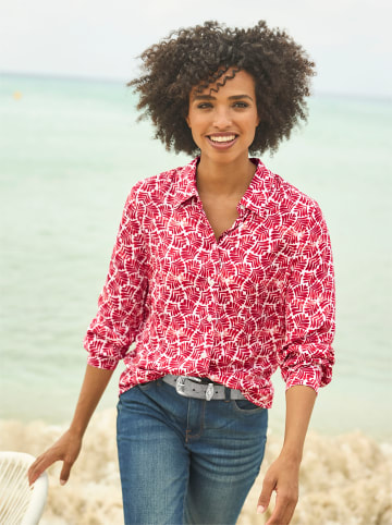 Heine Druckbluse in rot-ecru-bedruckt