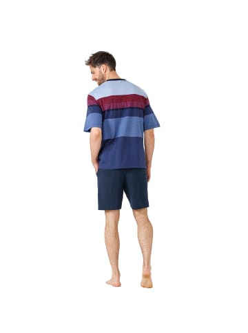 hajo Pyjama in Blau/Rot