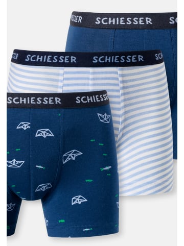 Schiesser Retro Short / Pant Teens Boys 95/5 Organic Cotton in Blau / Weiß / Dunkelblau