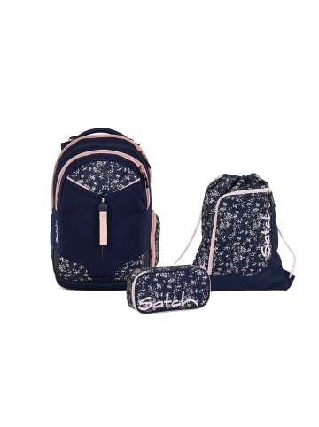 Satch Schulrucksack-Set MATCH Bloomy Breeze 3-teilig in Blau/Rosa