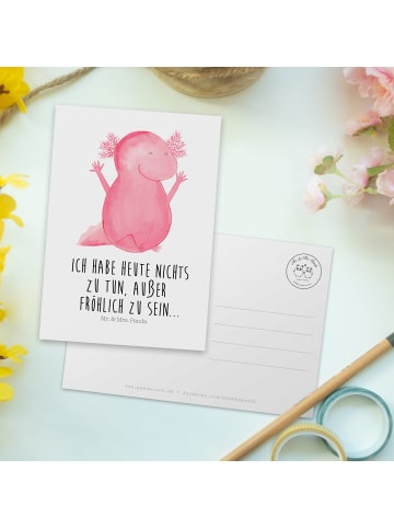 Mr. & Mrs. Panda Grußkarte Axolotl Hurra mit Spruch in Weiß